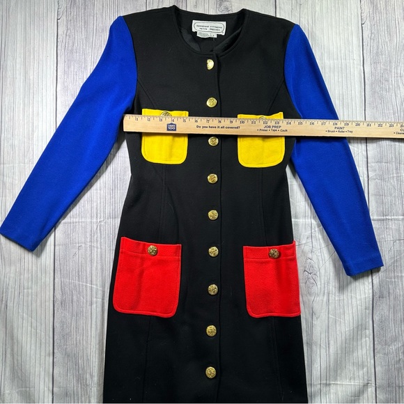 Vintage Adrienne Vittadini 100% Cotton Color Block Dress - Picture 7 of 9